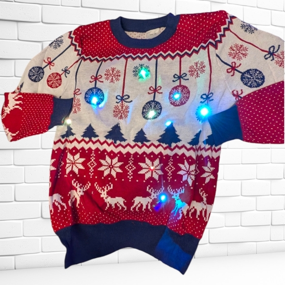 Kids Light Up Ugly Christmas Sweaters Unisex, Knitted Pullover, New - Picture 5 of 7